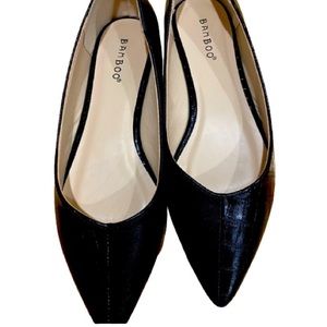 Bamboo Justify Pointed Toe Slip-On Black Flats Splice Shiny/Matte Size 7.5 New!